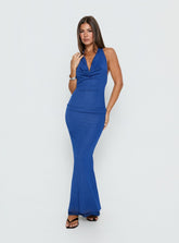 Jazminah Halter Cowl Neck Maxi Dress Royal Blue