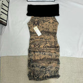 Retro-Print Off-The-Shoulder Ppatchwork Dress