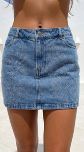 Dakota Western Stitch Denim Mini Skirt - Blue