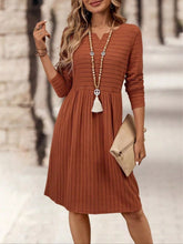 Ribbed Knit Long Sleeve A-Line Dress