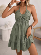 Casual Halter Neck Tiered Mini Dress