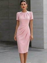 Ruched Short Sleeve Midi Dress