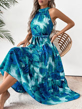 Floral Tie-Waist Tiered Midi Dress
