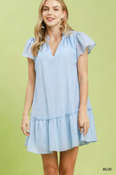 Umgee Textured Ruffle Hem Mini Dress