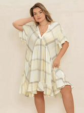 Plus Size Plaid Flutter Sleeve Dress
