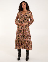 Floral Button Through Midi Dress