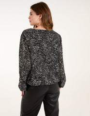 Pleated Bubble Hem Blouse