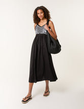 Embroidered Yoke Strappy Dress
