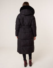 Long Puffer Faux Fur Hooded Coat