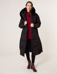 Long Puffer Faux Fur Hooded Coat