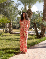 Watercolour Floral Printed Wide Leg Trousers