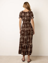 Starfish Print Tie Front Maxi Dress