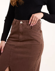 Acid Wash Denim Mid Skirt