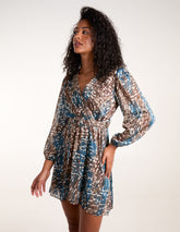 Metallic Chiffon Crossover Dress