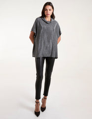 Roll Neck Oversize Metallic Top