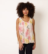 Scoop Neck Puffball Sleeveless Top