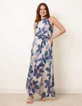 Floral Print Halter Neck Occasion Dress