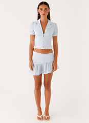 Bennett Mini Skirt - Blue White Stripe