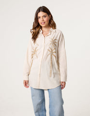 Shirt With Golden Palm Trees