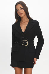 Calira Belted Blazer Black