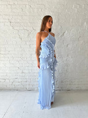 Chloe Blue Chiffon Textured Midi Dress