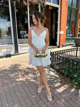 Emily Beige Beaded Tiered Ruffle Mini Dress