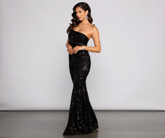 Meredith One-Shoulder Sequin Formal Dress