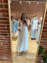 Tay Smocked Halter Midi Dress- White