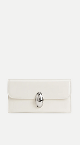 Rome Glossy Clutch Shoulder Bag - Ivory