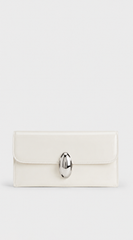 Rome Glossy Clutch Shoulder Bag - Ivory