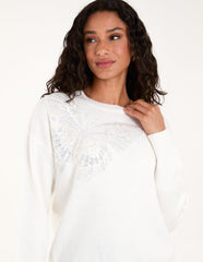Embellished Sequin Butterfly Jumper