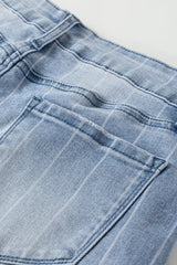 Beau Blue Multi Buttons Wide Leg Jeans