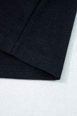 Black Asymmetric Seam Detail Solid Color Long Sleeve Top