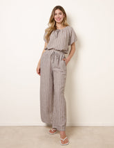 Tie Waist Stripe Wide Leg Trousers