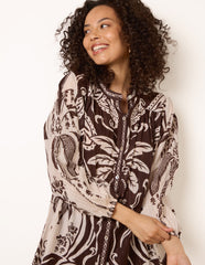 Tropical Metallic Oversized Shirt