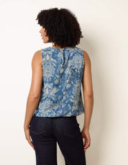 Paisley Rhinestone Detailed Bubble Hem Blouse