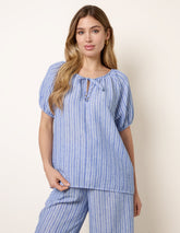 Tie Front Stripe Blouse