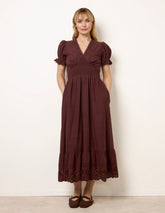 Embroidery Detail V-Neck Maxi Dress