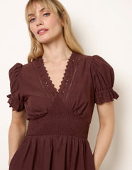 Embroidery Detail V-Neck Maxi Dress
