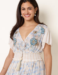 Embellished Metallic Mini Dress