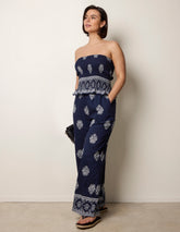Smocked Top & Wide-Leg Trouser Set