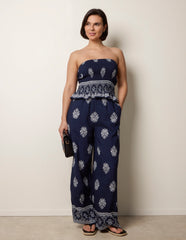 Smocked Top & Wide-Leg Trouser Set