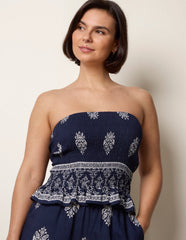 Smocked Top & Wide-Leg Trouser Set