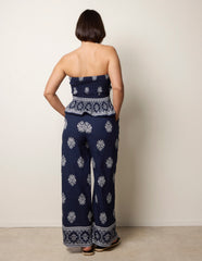 Smocked Top & Wide-Leg Trouser Set