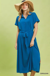 Umgee Collared Belted Midi Dress