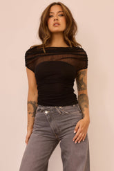 Dazzle Desire Mesh Top - Black