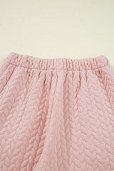 Delicacy Braided Texture Ruffle Hem Top Drawstring Loose Pants Set