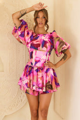 Dreamstate Woven Playsuit - Purple Multi