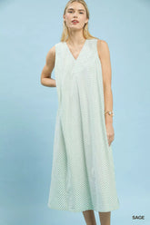 Umgee Chevron Stripe Sleeveless Midi Dress