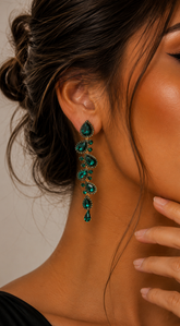 Elegance Stone Drop Earrings - Green